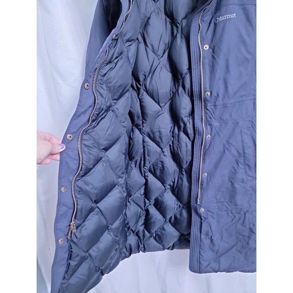 Marmot 650 Fill Goose Down Navy Coat Parka Women's MEDIUM - Picture 6 of 9